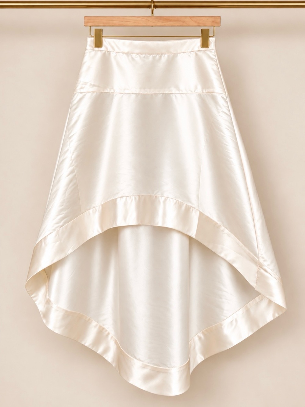 Cynthia Rowley Livia High-Low Satin Skirt in Ivory size 8